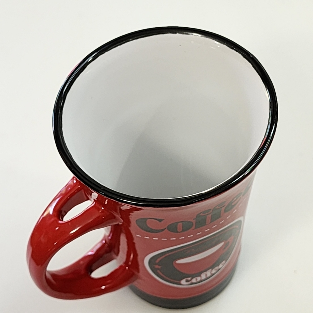 Red And White Ceramic‎ Cappuccino Cup Tea Coffee Mug 10 oz - Picture 5 of 15